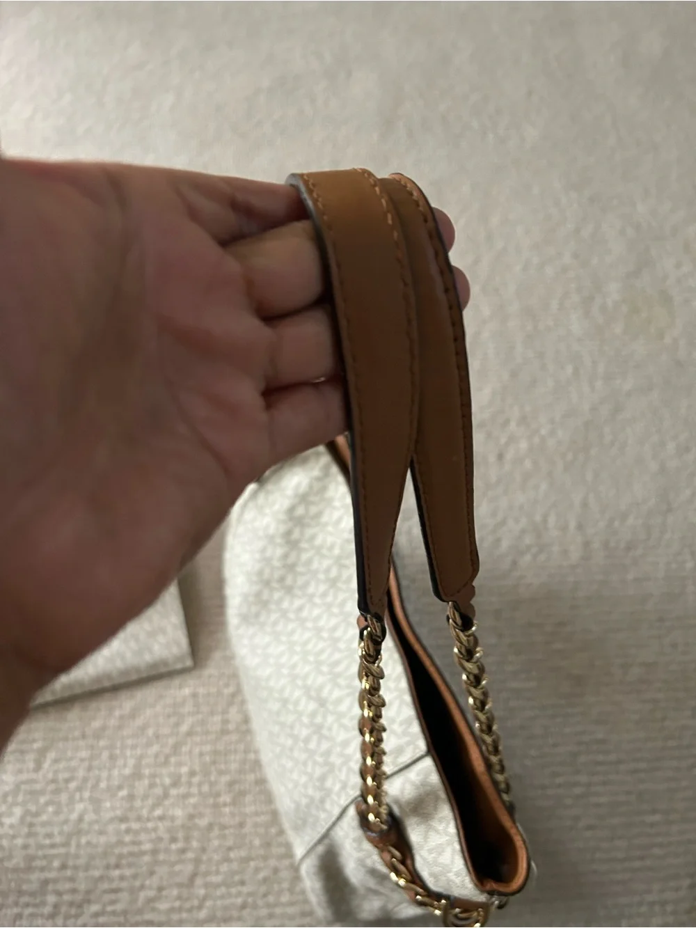 Michael Kors Cream & Brown Chain-Handle Tote with Matching Wallet